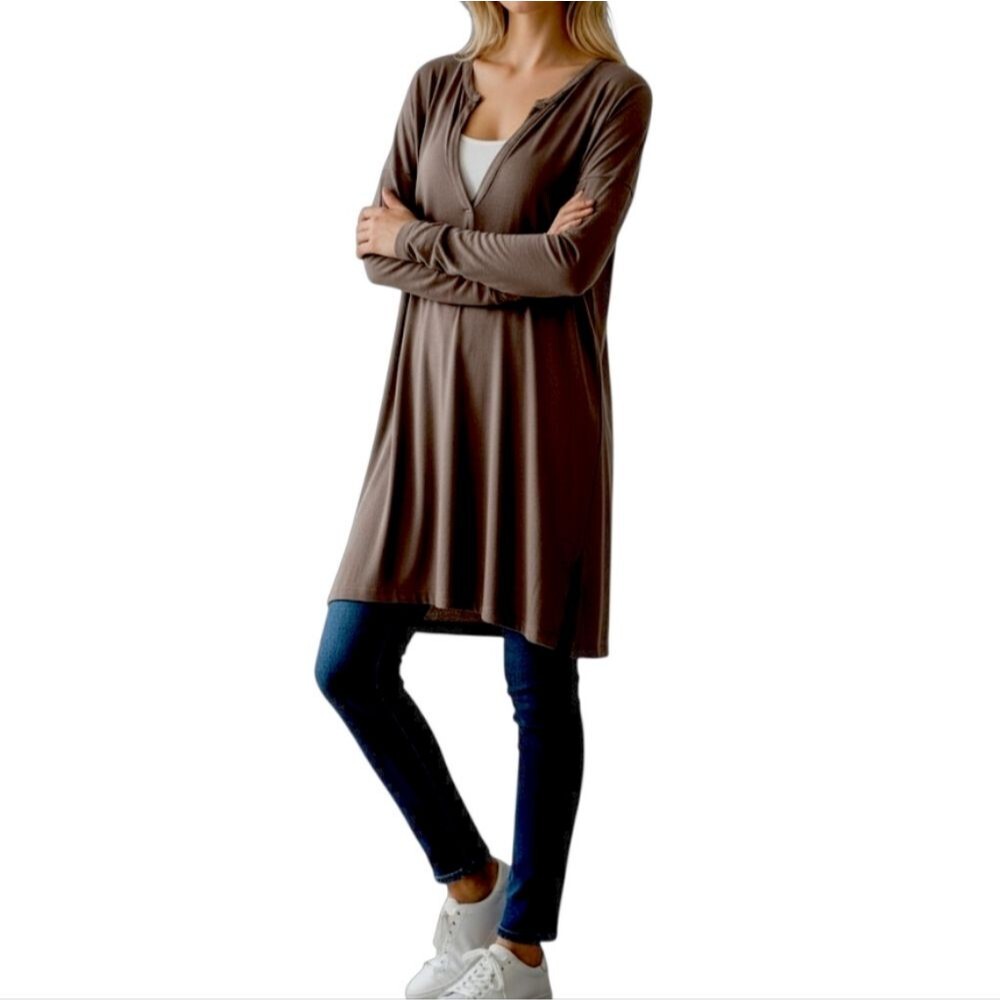 Vince Taupe Soft Tunic Blouse
